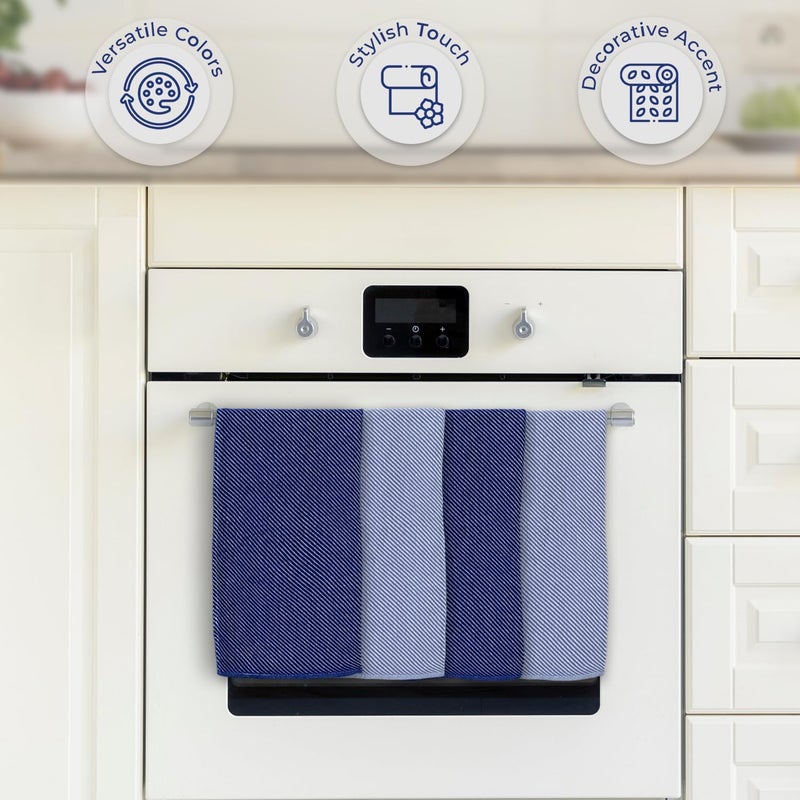 Ossano Decorative Tea Towels Set - 4 Pack, (20" x 30") - Large & Flour Sack - Versatile as, Kitchen Tea Towels, Decorative Dish Towels, Kitchen Hand Towels, Soft Kitchen Towels, Light and Navy Blue - Image 3